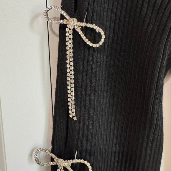 Gianni Bini Black Long Sleeve Dress Mock Neck with Bow Accents Size Small - Picture 4 of 8